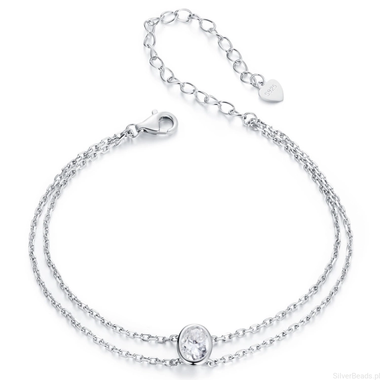 Podwójna bransoletka Moissanit 6,5 x 6,5 mm 1 ct srebrna