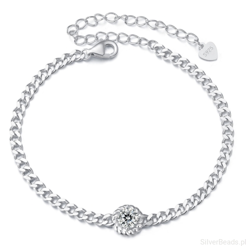 Bransoletka Moissanit 5,0 x 5,0 mm 0,5 ct srebrna 925