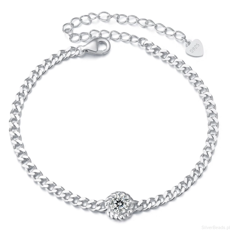 Bransoletka Moissanit 5,0 x 5,0 mm 0,5 ct srebrna 925
