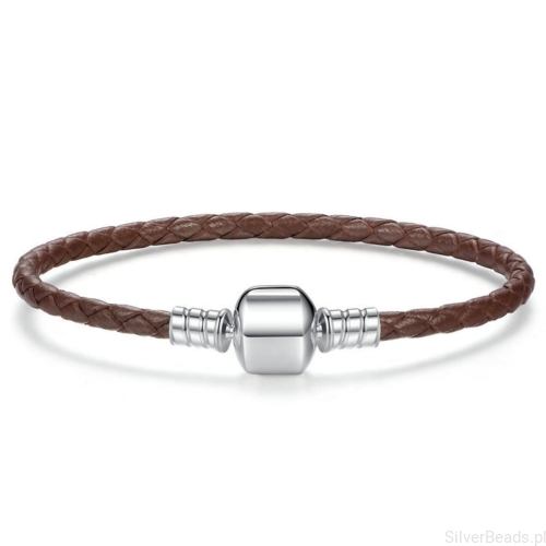 Bransoletka modułowa ciemny brąz skóra charms