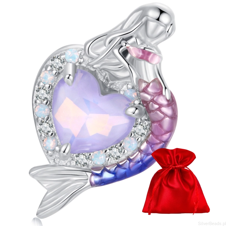 Elegancki satynowy woreczek gratis do każdego zamówienia koralików charms  syrena
