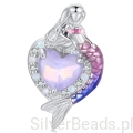 Syrenka z serduszkiem srebrny charms koralik beads srebro 925