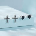zestaw kolczyków ze srebra czarne kryształy