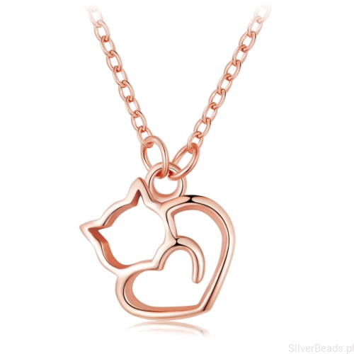 Kotek serduszko naszyjnik srebro 925 z regulacją długości