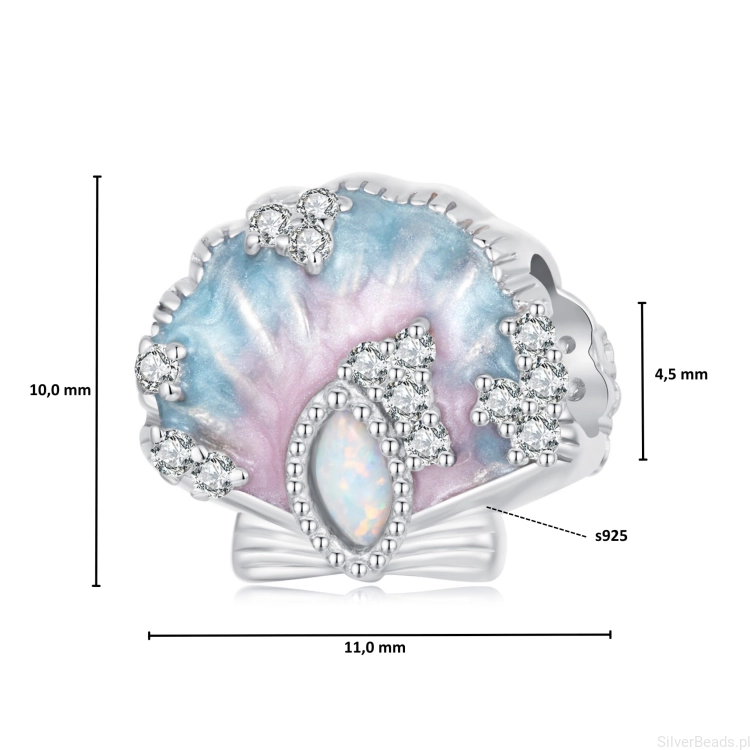 Wymiary koralika charms ze srebra próby 925 beads Kolorowa muszla z kryształkami