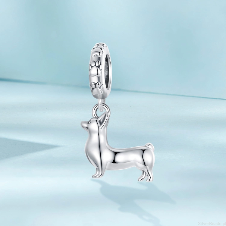 Charms ze srebra próby 925 piesek corgi