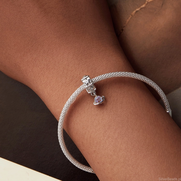 Charms ze srebra próby 925 klips z planetą do bransoletki modułowej