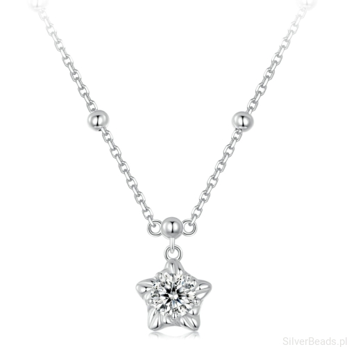 Srebrny naszyjnika zawieszka gwiazdka z Moissanitem 0,5 ct srebro 925