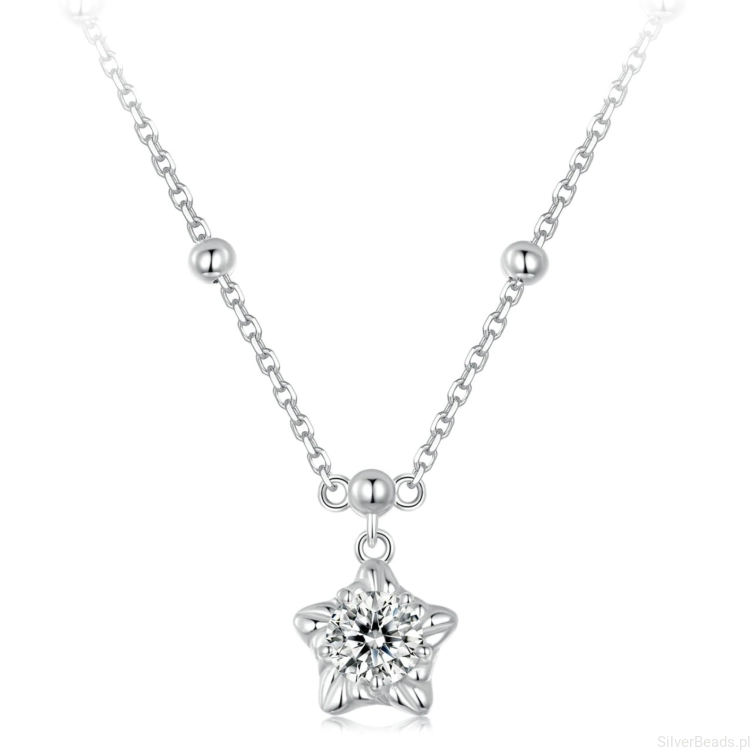 Srebrny naszyjnika zawieszka gwiazdka z Moissanitem 0,5 ct srebro 925