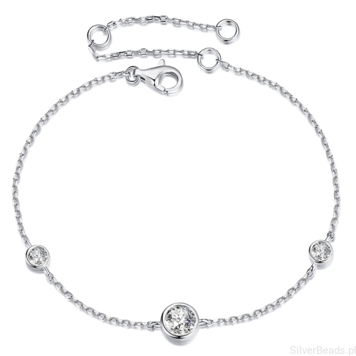 Srebrna bransoletka z trzeba Moissanitami 0,50 ct 2x0,1 ct