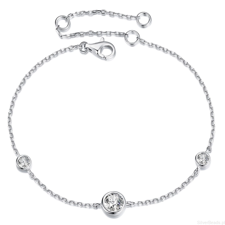 Srebrna bransoletka z trzeba Moissanitami 0,50 ct 2x0,1 ct