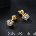 kolczyki ze srebra pozłacane z lśniącym moissanitem