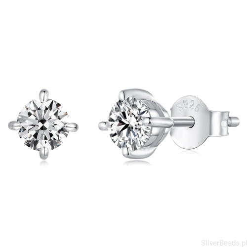 Srebrne kolczyki sztyfty Moissanity 0,5 ct srebro 925 rozmiar M