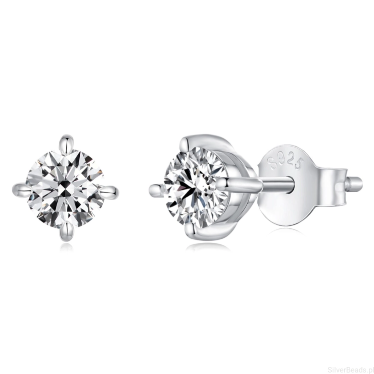 Srebrne kolczyki sztyfty Moissanity 0,5 ct srebro 925 rozmiar M