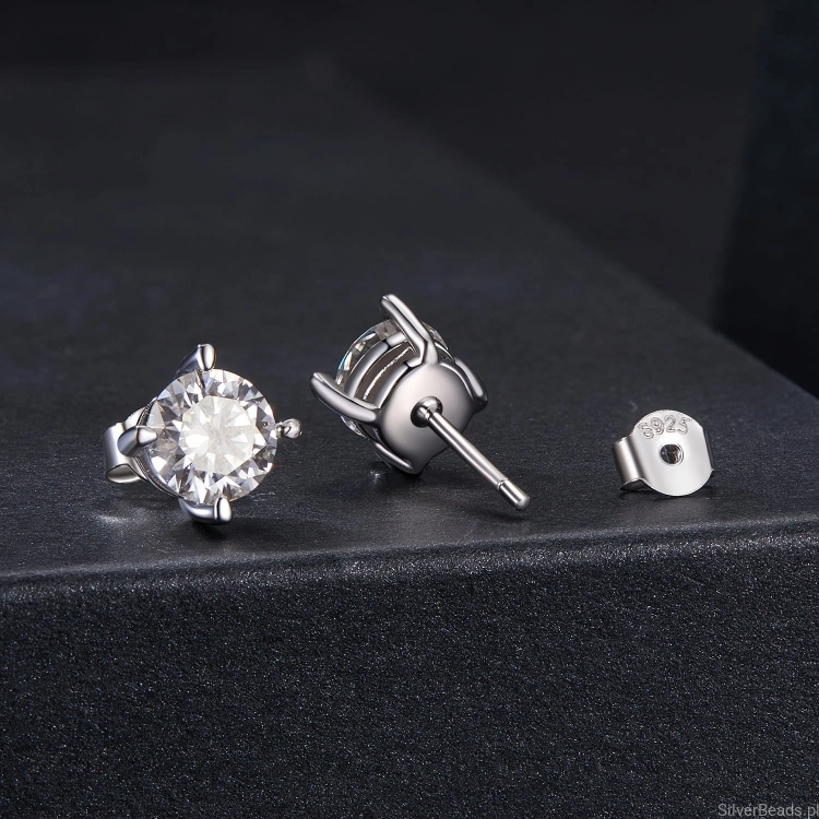 kolczyki sztyfty ze srebra z moissanitem 1,0 ct