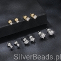 zestaw kolczyków srebrnych i pozłacanych różnej wielkości z kamieniem moissanitem.jpg