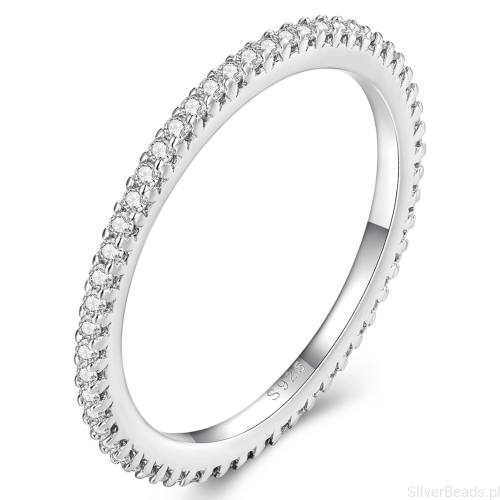 Eleganckie prezentowe pudełeczko gratis do srebrnego pierścionka  z wieloma Moissanitami 0,005 ct