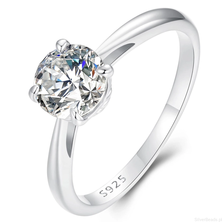 Srebrny pierścionek ze lśniącym kamieniem Moissanit 1,0 ct srebro 925
