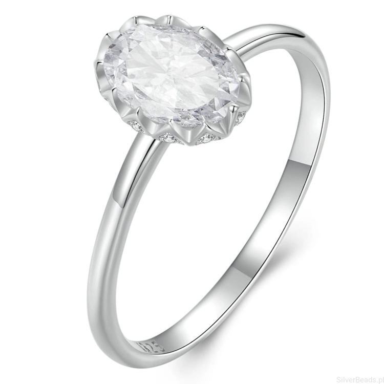 Srebrny pierścionek z owalnym Moissanitem 1,0 ct srebro 925