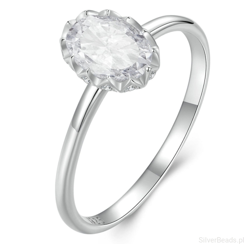 Srebrny pierścionek z owalnym Moissanitem 1,0 ct srebro 925
