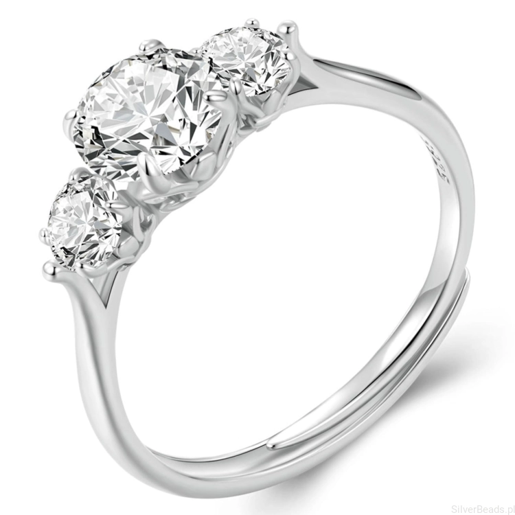 Srebrny regulowany pierścionek z Moissanitem 1,0 ct srebro 925