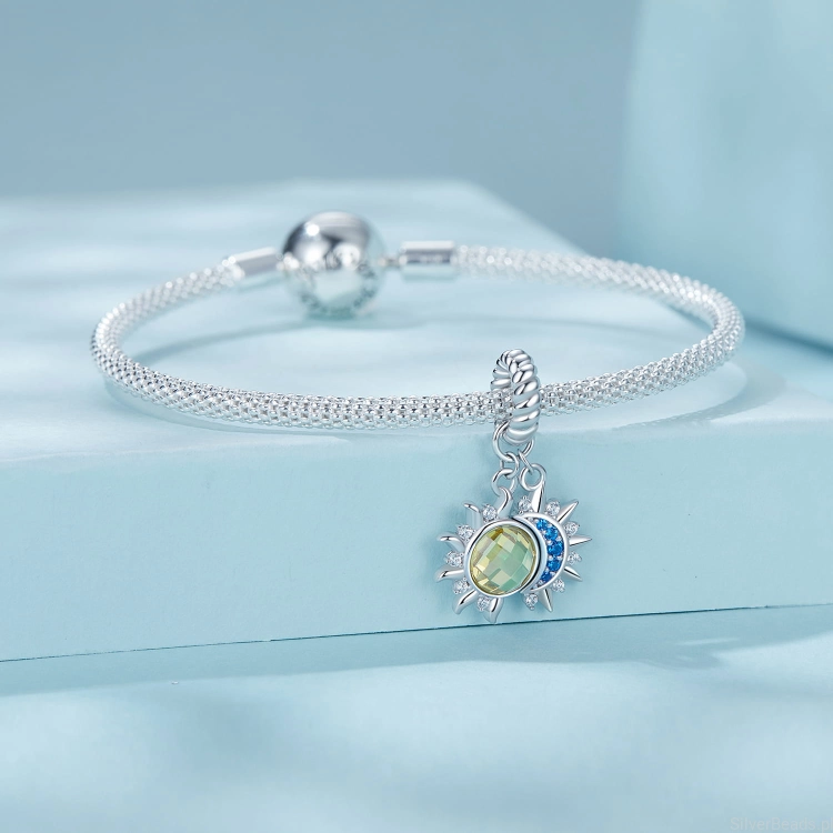Charms ze srebra próby 925 kryształowe słońce i księżyc