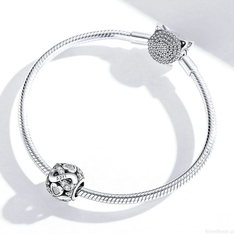 Charms srebro 925 miesiąc kwiecień z przezroczystymi kryształkami koralik do bransoletki modułowej charms