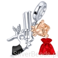 Elegancki satynowy woreczek gratis do każdego zamówienia koralików charms  Pistolet z różą