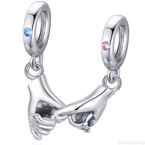 plecione dłonie zakochanych srebrny charms zawieszka beads srebro 925