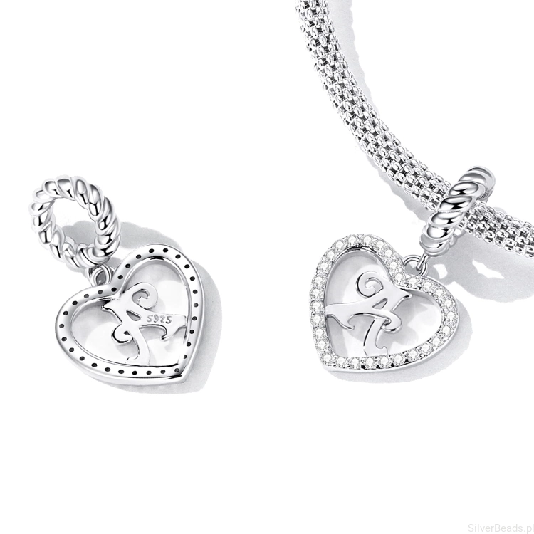 Charms srebro 925  literka A koralik do bransoletki modułowej charms