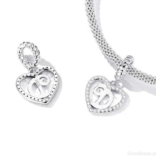 srebrny charms próba 925 Literka D