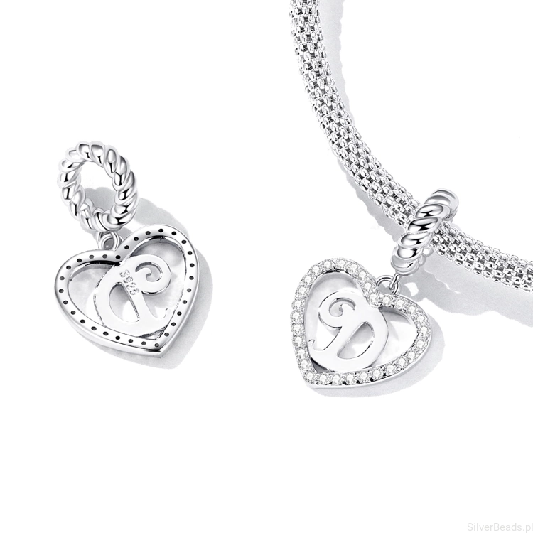 srebrny charms próba 925 Literka D