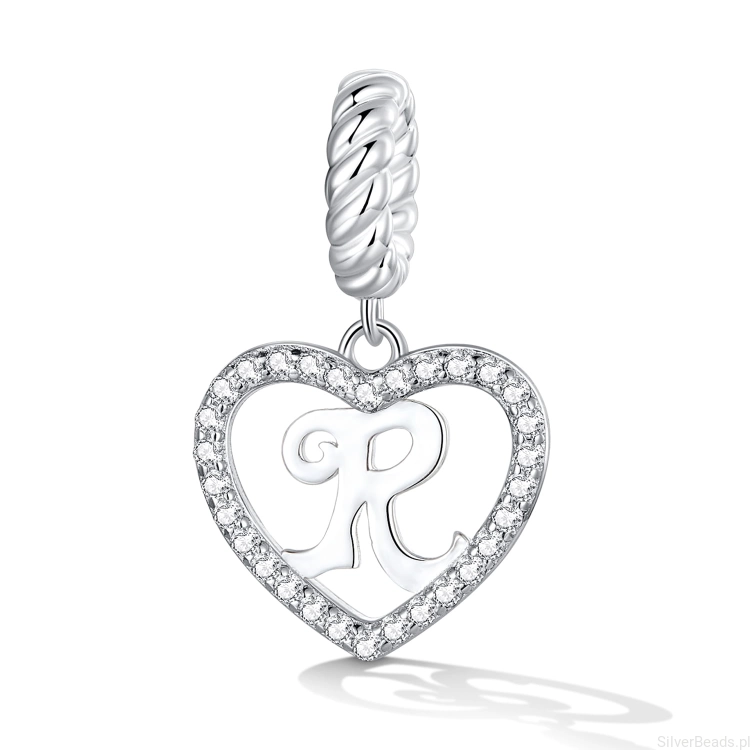 Srebrna zawieszka charms Literka R