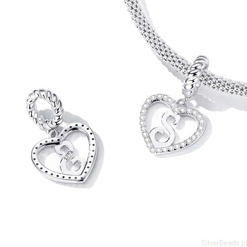 Charms ze srebra próby 925 Literka S