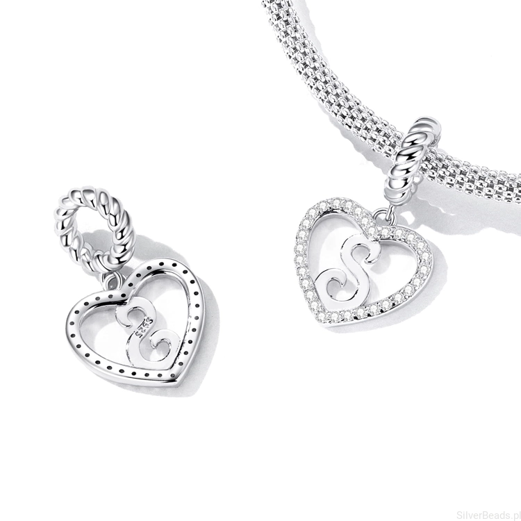 Charms ze srebra próby 925 Literka S
