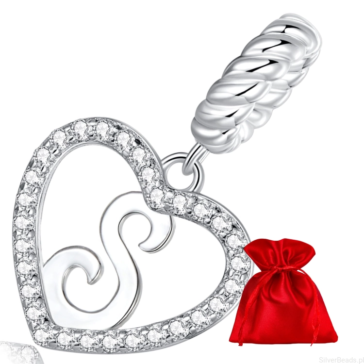 Elegancki satynowy woreczek gratis do każdego zamówienia koralików charms  –Literka S
