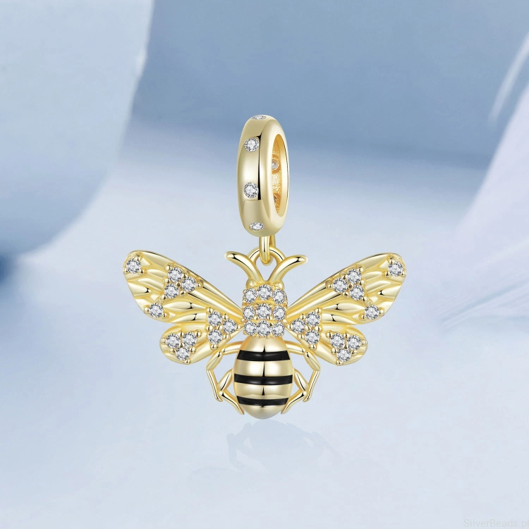 Charms ze srebra próby 925 Pszczoła pozłacana