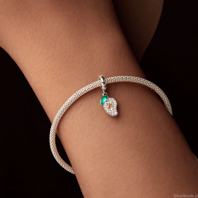 Charms ze srebra próby 925 Kryształowy owoc mango