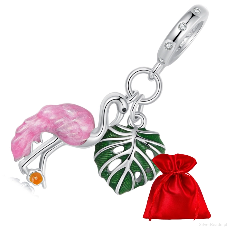 Elegancki satynowy woreczek gratis do każdego zamówienia koralików charms  Flaming z listkiem Monstery