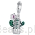 Kryształowy kaktus z kwiatkiem charms srebrna zawieszka beads srebro 925
