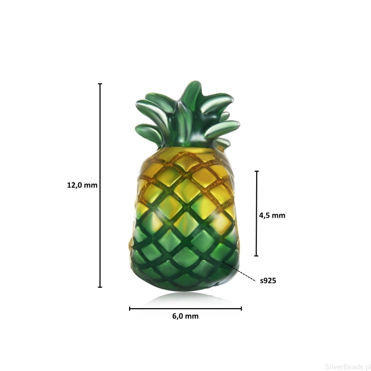 Wymiary koralika charms ze srebra próby 925 beads Emaliowany ananas