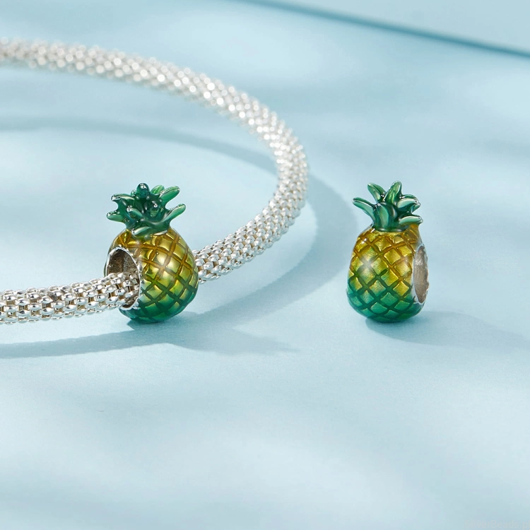 srebrny charms do bransoletki modułowej Emaliowany ananas