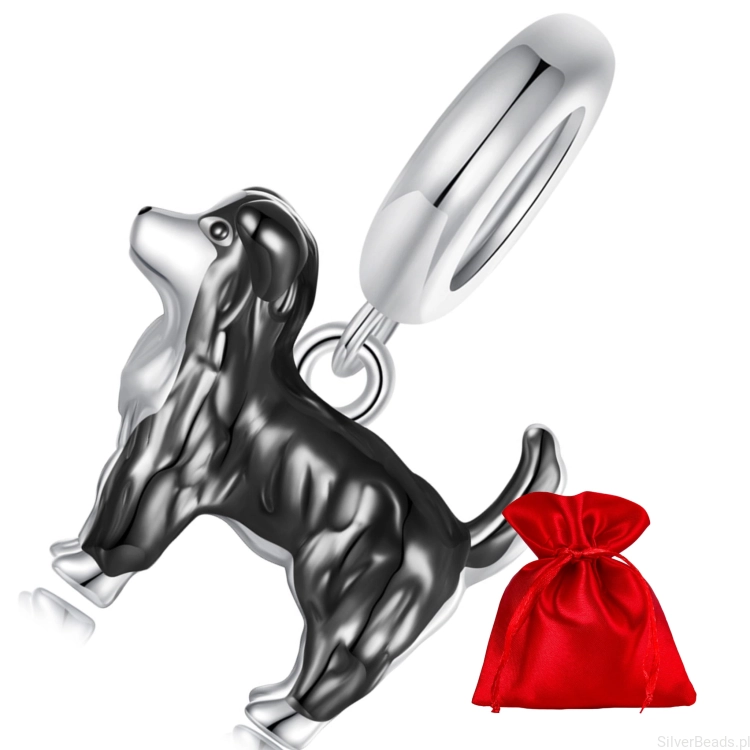 Elegancki satynowy woreczek gratis do każdego zamówienia koralików charms Piesek rasy Border Collie