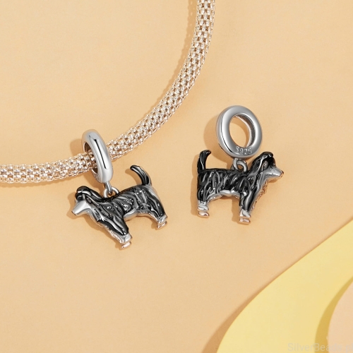 Srebrna zawieszka charms Piesek rasy Border Collie
