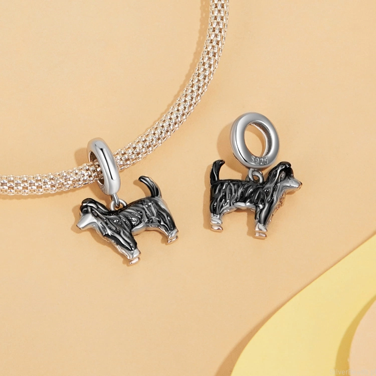 Srebrna zawieszka charms Piesek rasy Border Collie