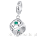 Kostka szczęścia z grawerem charms srebrna zawieszka beads srebro 925