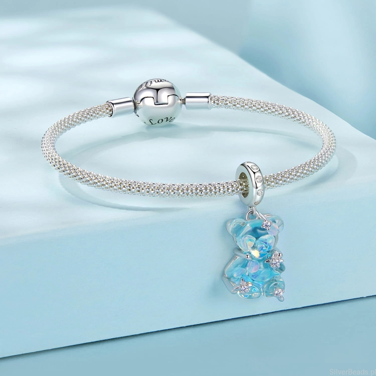 Charms srebro 925  miś z gwiazdkami koralik do bransoletki modułowej charms