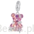 Fioletowy miś z gwiazdkami srebrny charms zawieszka beads srebro 925