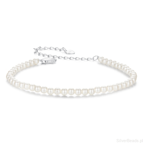 Elegancka srebrna bransoletka z perełkami seashell srebro 925
