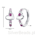 Wymiary wielkość srebrnych kolczyków. Srebrne kolczyki koła z sercami i kolorowymi kryształkami